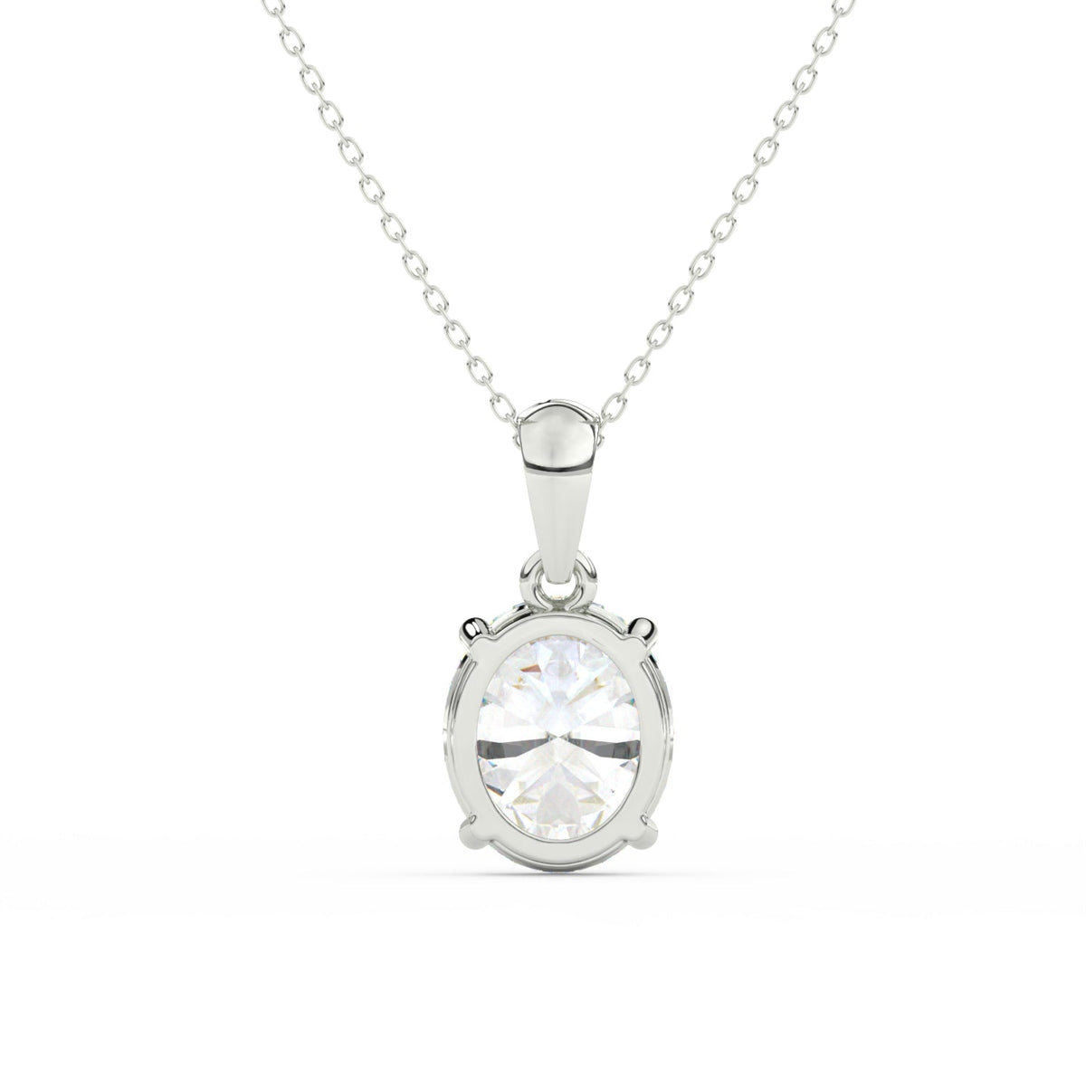 Oval Cut Moissanite Solitaire Pendant in 14K Yellow Gold Plated