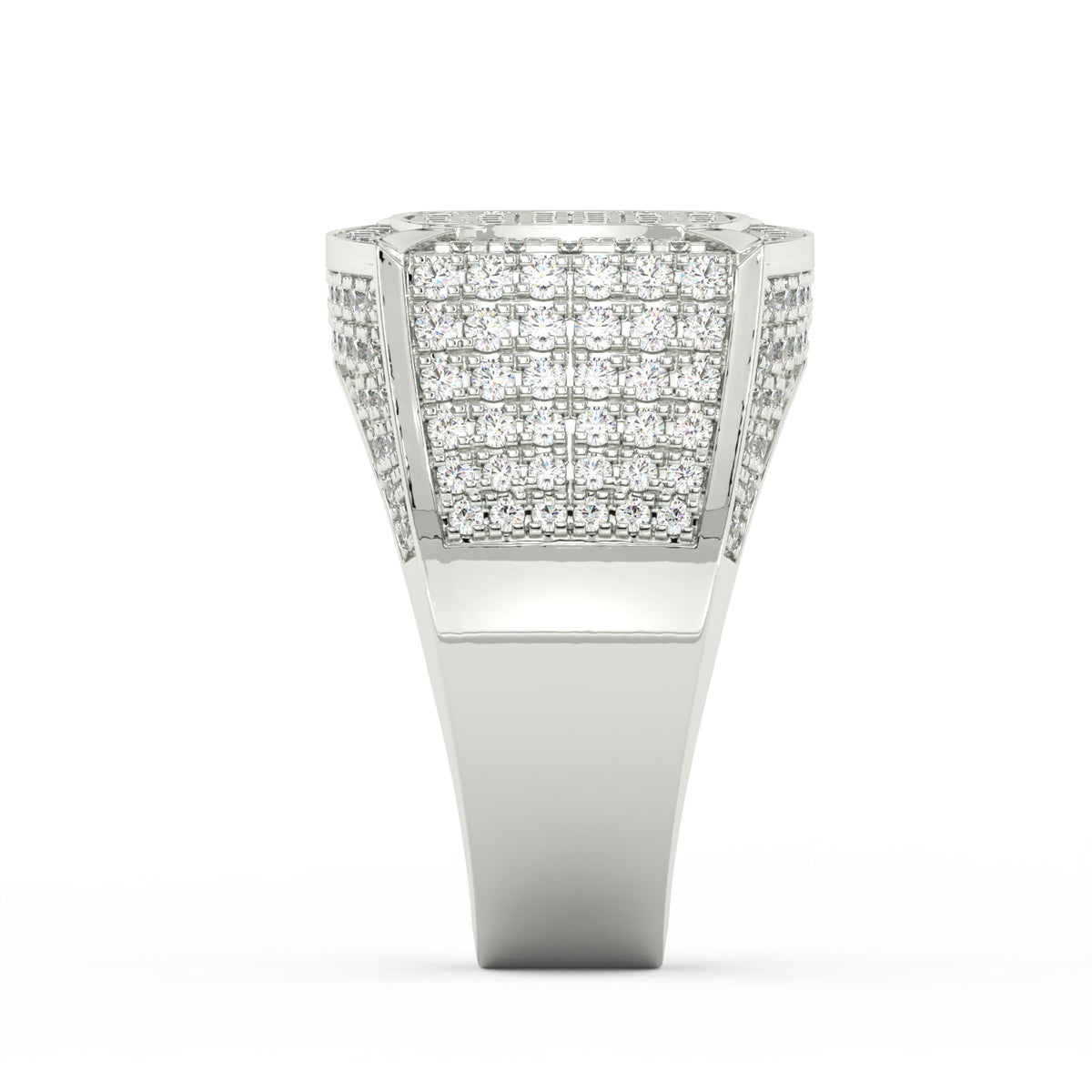 2.48Ct Round Cut Moissanite Men’s Cluster Ring 14K White Gold Plated