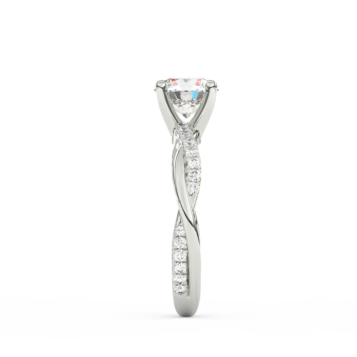 1.50Ct Round Cut Moissanite Twist Solitaire Engagement Ring 14K Yellow Gold Plated