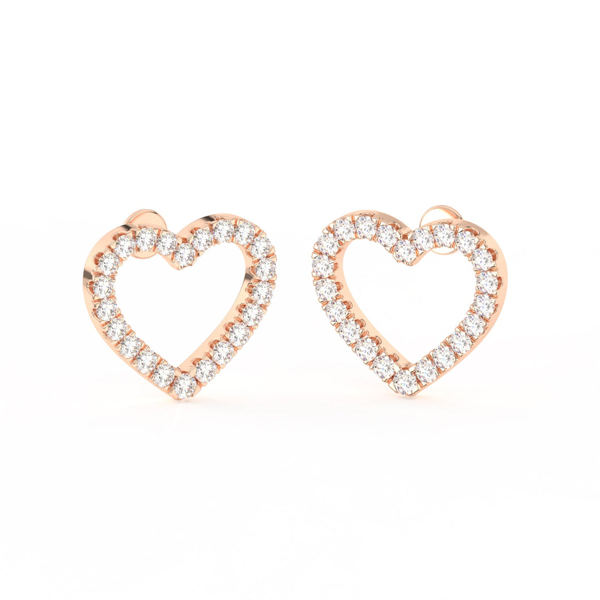 1 Ct Round Cut Moissanite Heart Stud Earrings in 14K Gold Plated