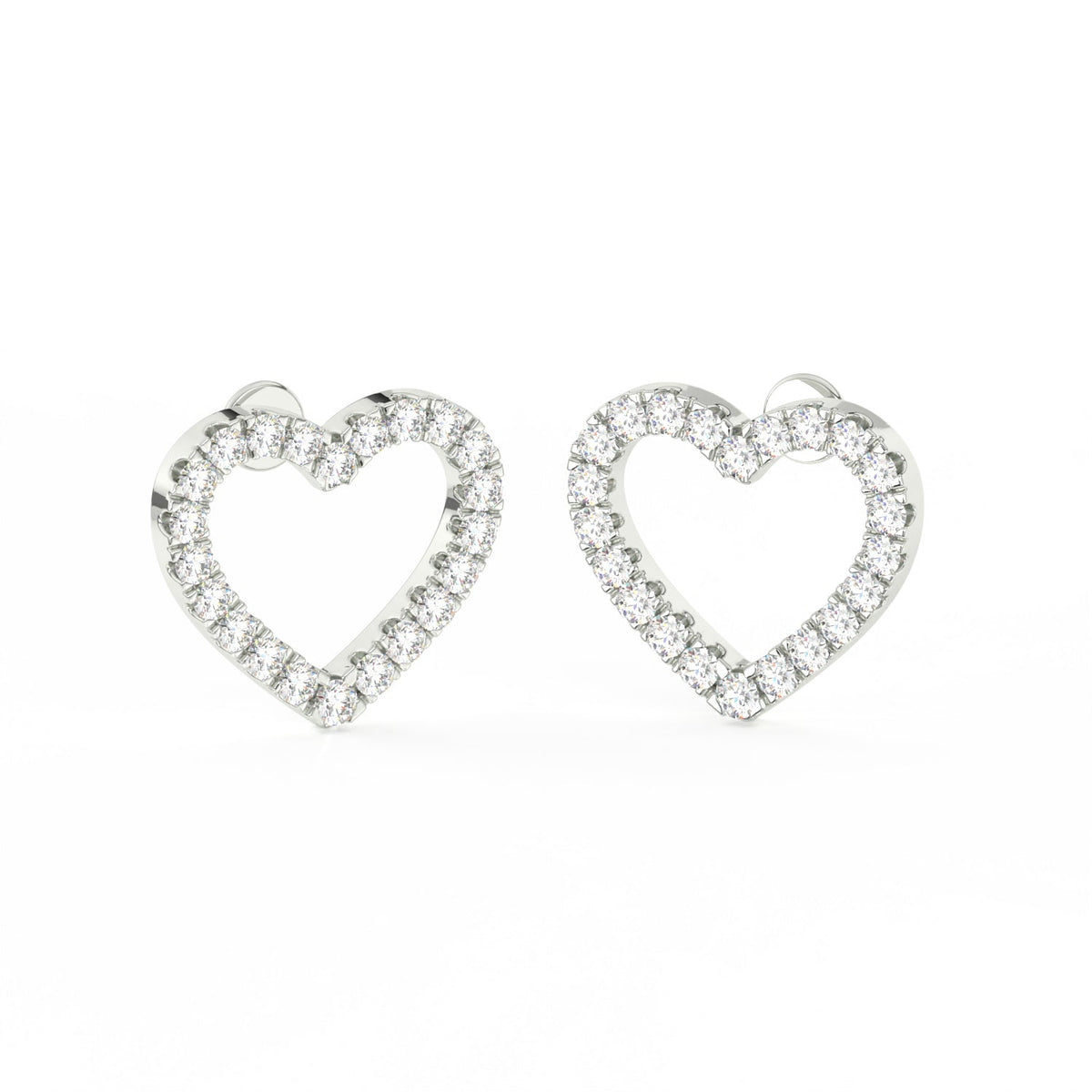 1 Ct Round Cut Moissanite Heart Stud Earrings in 14K Gold Plated
