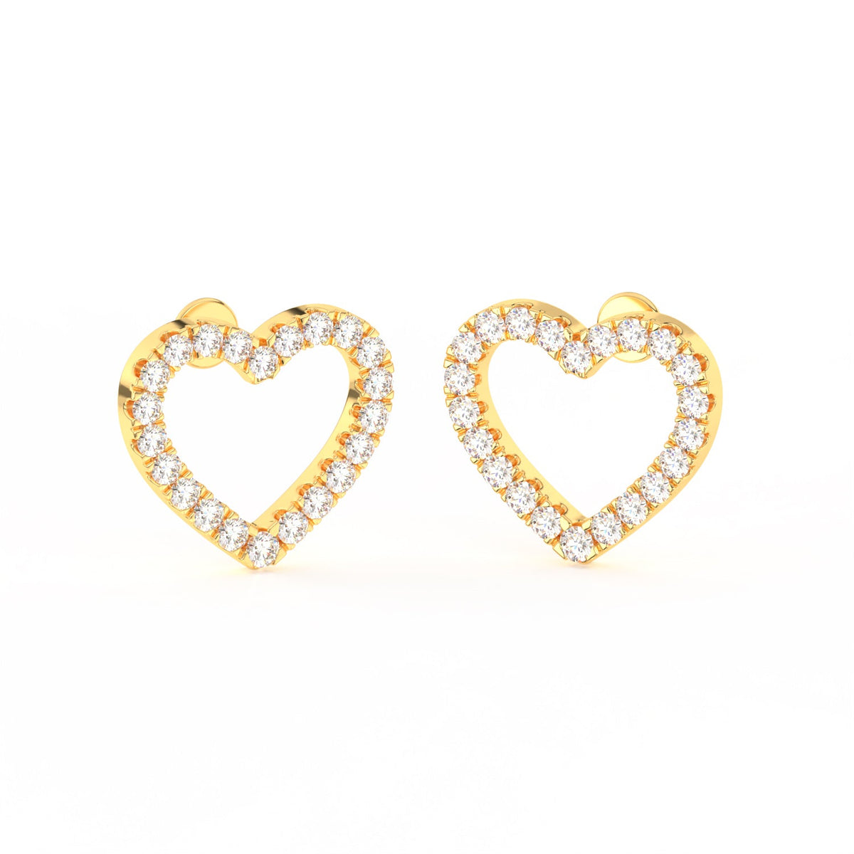 1 Ct Round Cut Moissanite Heart Stud Earrings in 14K Gold Plated