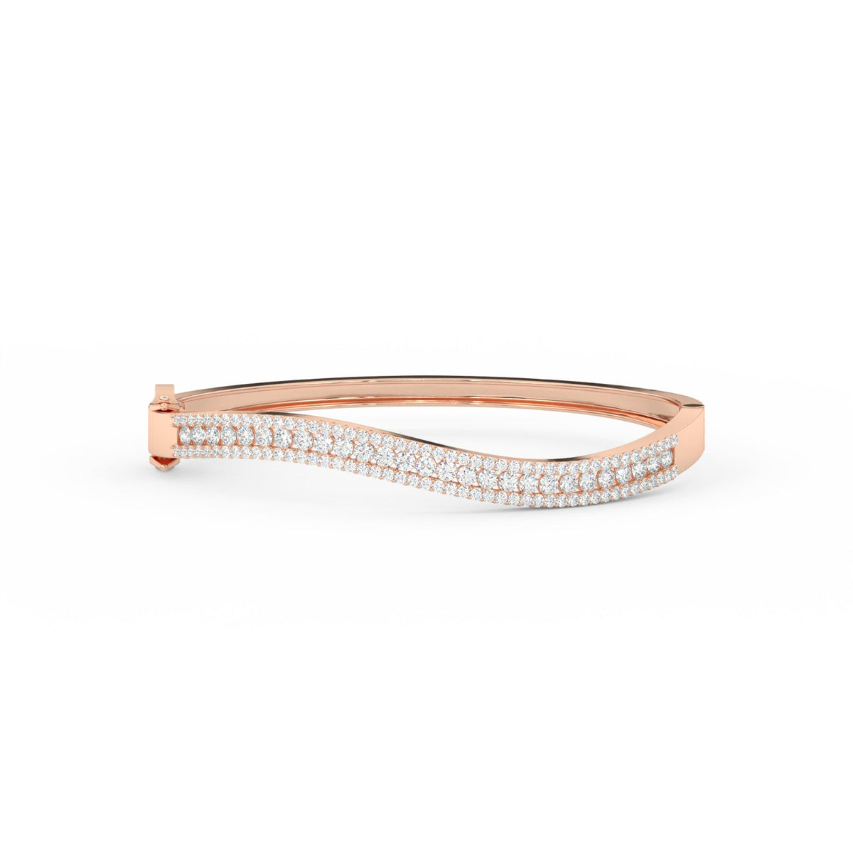 2.55Ct Round Cut Moissanite Wave Bangle Bracelet 14K Yellow Gold Plated