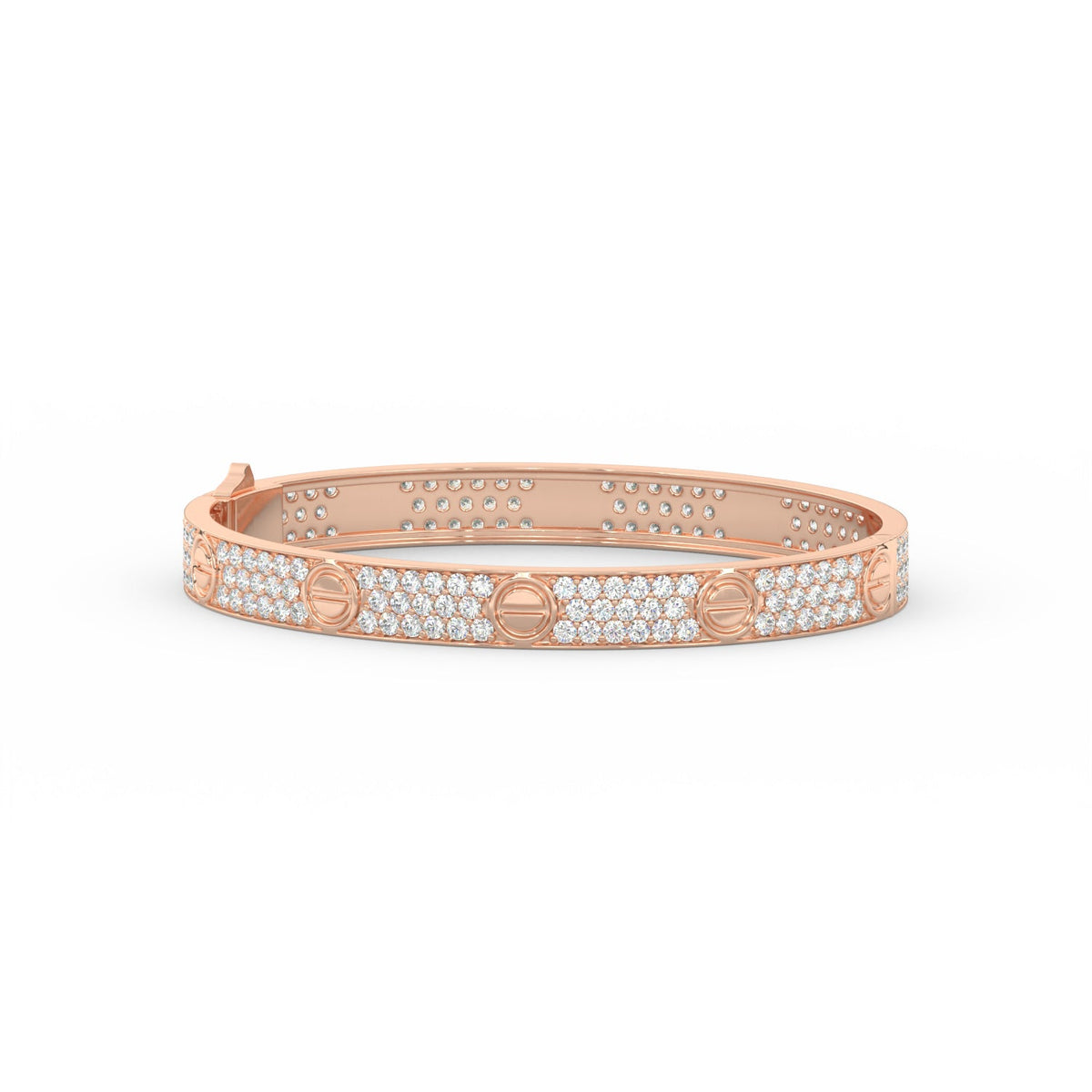 6.80 Ct Round Cut Moissanite Pave Set Cartier Bangle 14K Yellow Gold Plated