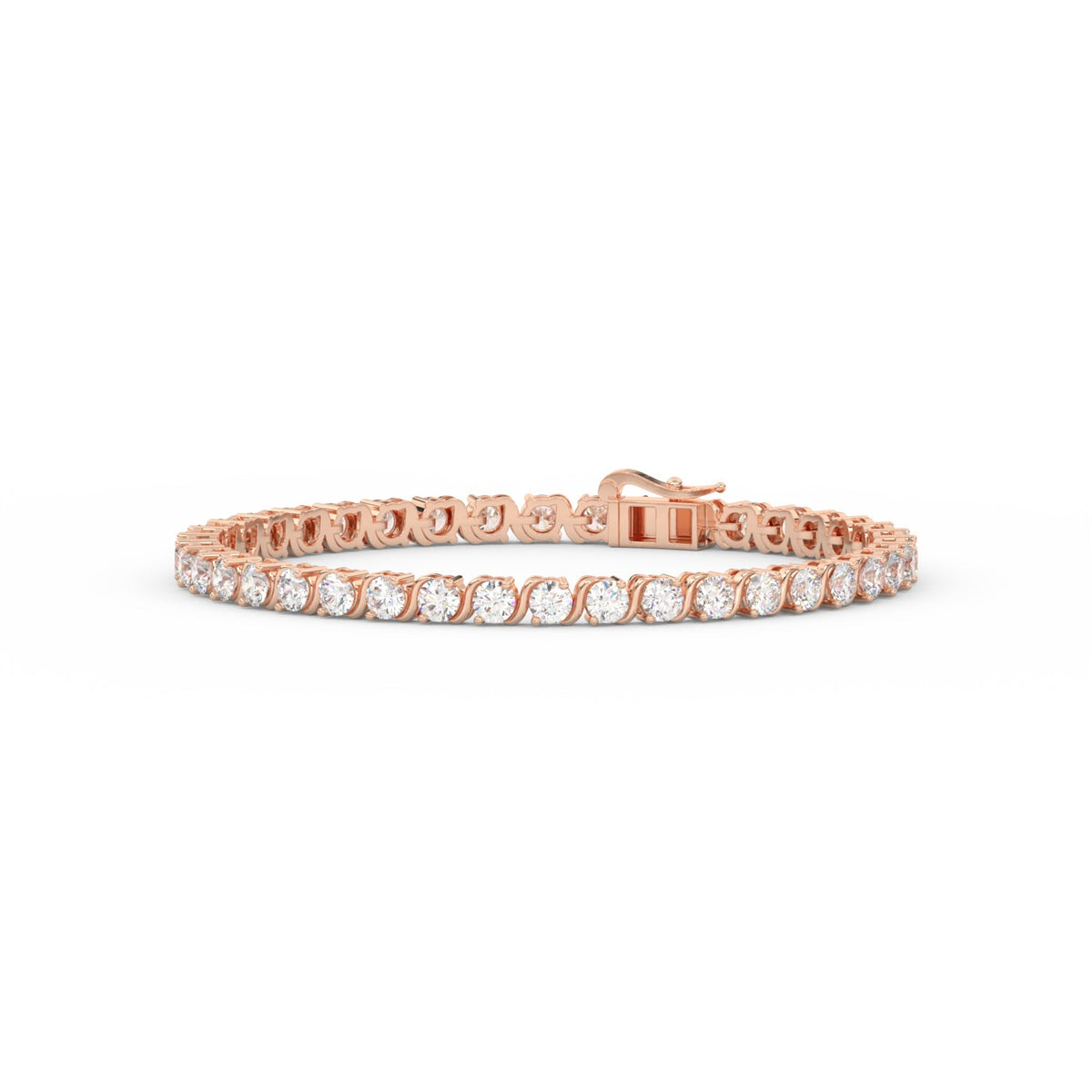 8.40 Ct Round Cut Moissanite Wave Tennis Bracelet 14K Yellow Gold Plated