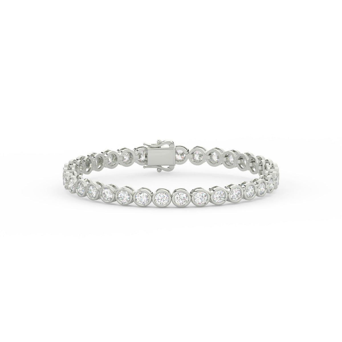 8.70 Ct Round Cut Moissanite Bezel Set Tennis Bracelet 14K Yellow Gold Plated