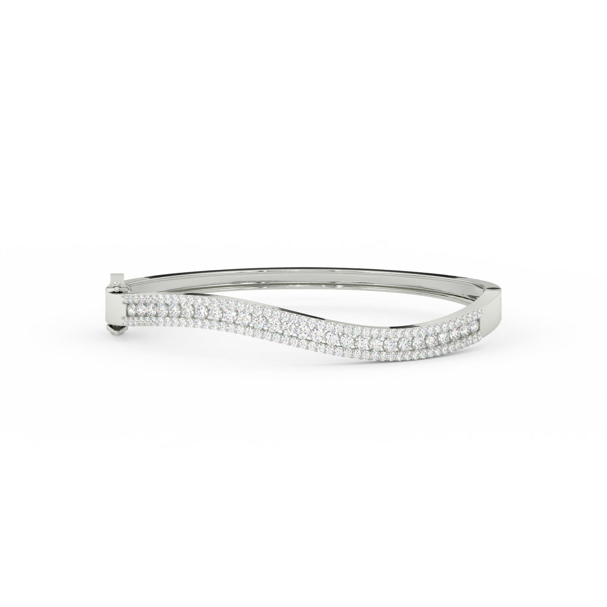 2.55Ct Round Cut Moissanite Wave Bangle Bracelet 14K Yellow Gold Plated