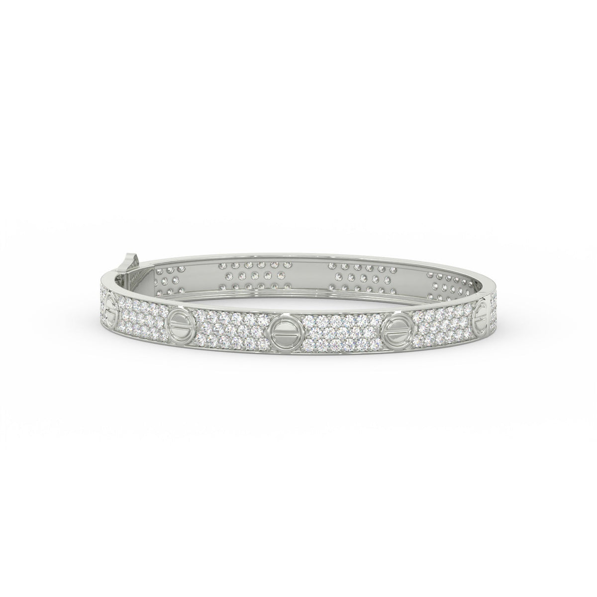 6.80 Ct Round Cut Moissanite Pave Set Cartier Bangle 14K Yellow Gold Plated