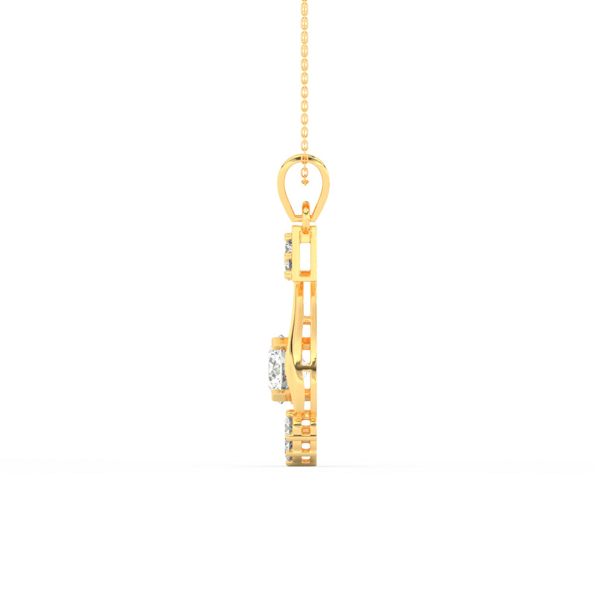 2.44Ct Round Cut Moissanite Teardrop Pendant in 14K Yellow Gold Plated