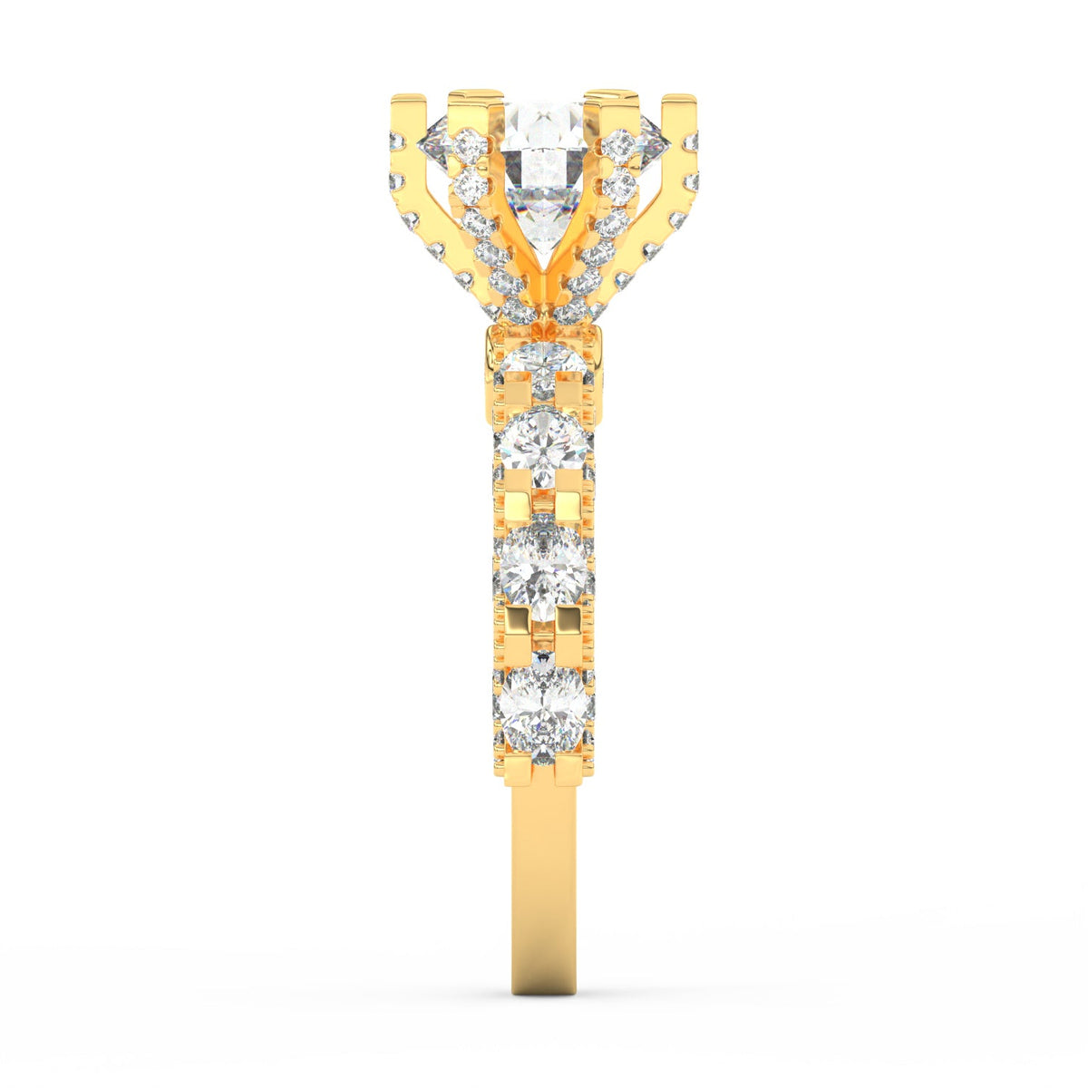 4Ct Round Cut Moissanite Women's Wedding Engagement Ring 14K Yellow Gold Plated