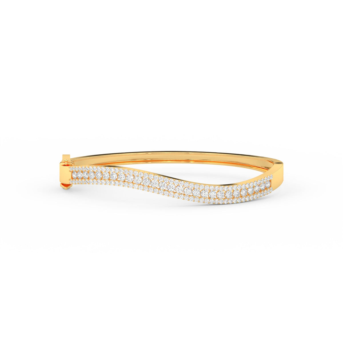 2.55Ct Round Cut Moissanite Wave Bangle Bracelet 14K Yellow Gold Plated