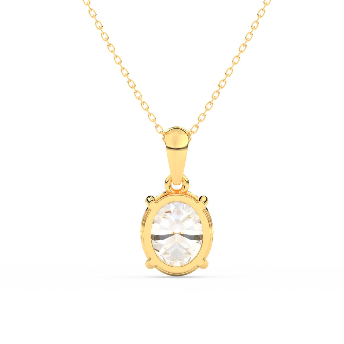 Oval Cut Moissanite Solitaire Pendant in 14K Yellow Gold Plated