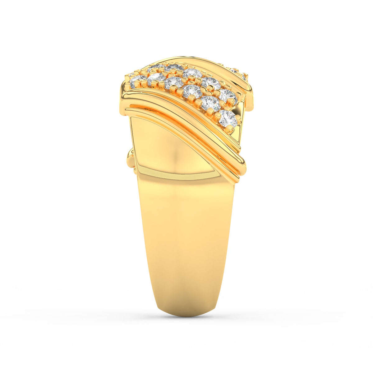 1Ct Round Cut Moissanite Men Cluster Wedding Band Ring 14K Yellow Gold Plated