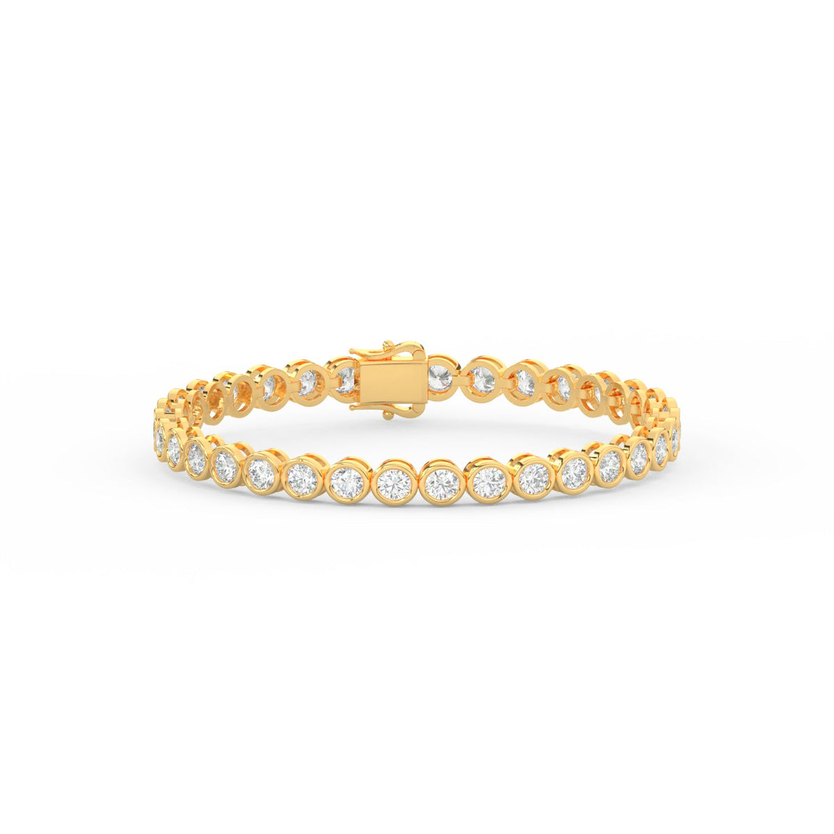 8.70 Ct Round Cut Moissanite Bezel Set Tennis Bracelet 14K Yellow Gold Plated