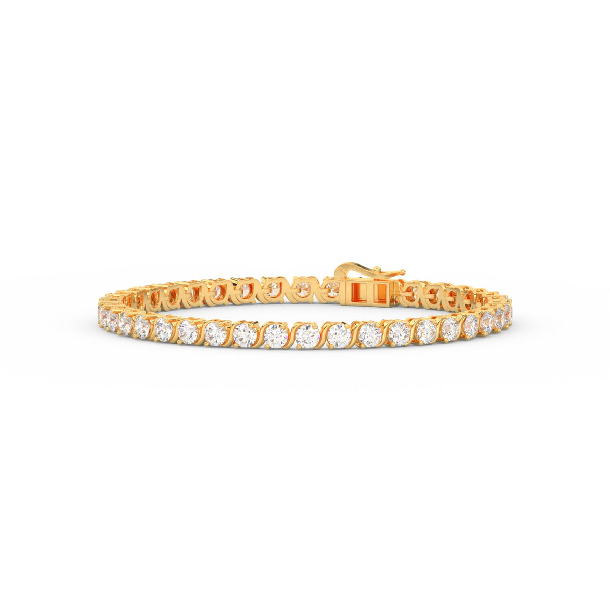 8.40 Ct Round Cut Moissanite Wave Tennis Bracelet 14K Yellow Gold Plated