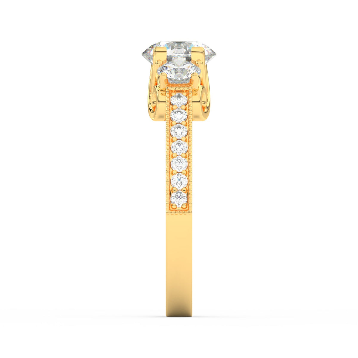 1.95Ct Round Cut Moissanite Women Engagement Wedding Ring 14K Yellow Gold Plated