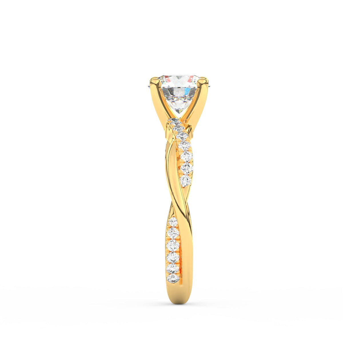 1.50Ct Round Cut Moissanite Twist Solitaire Engagement Ring 14K Yellow Gold Plated