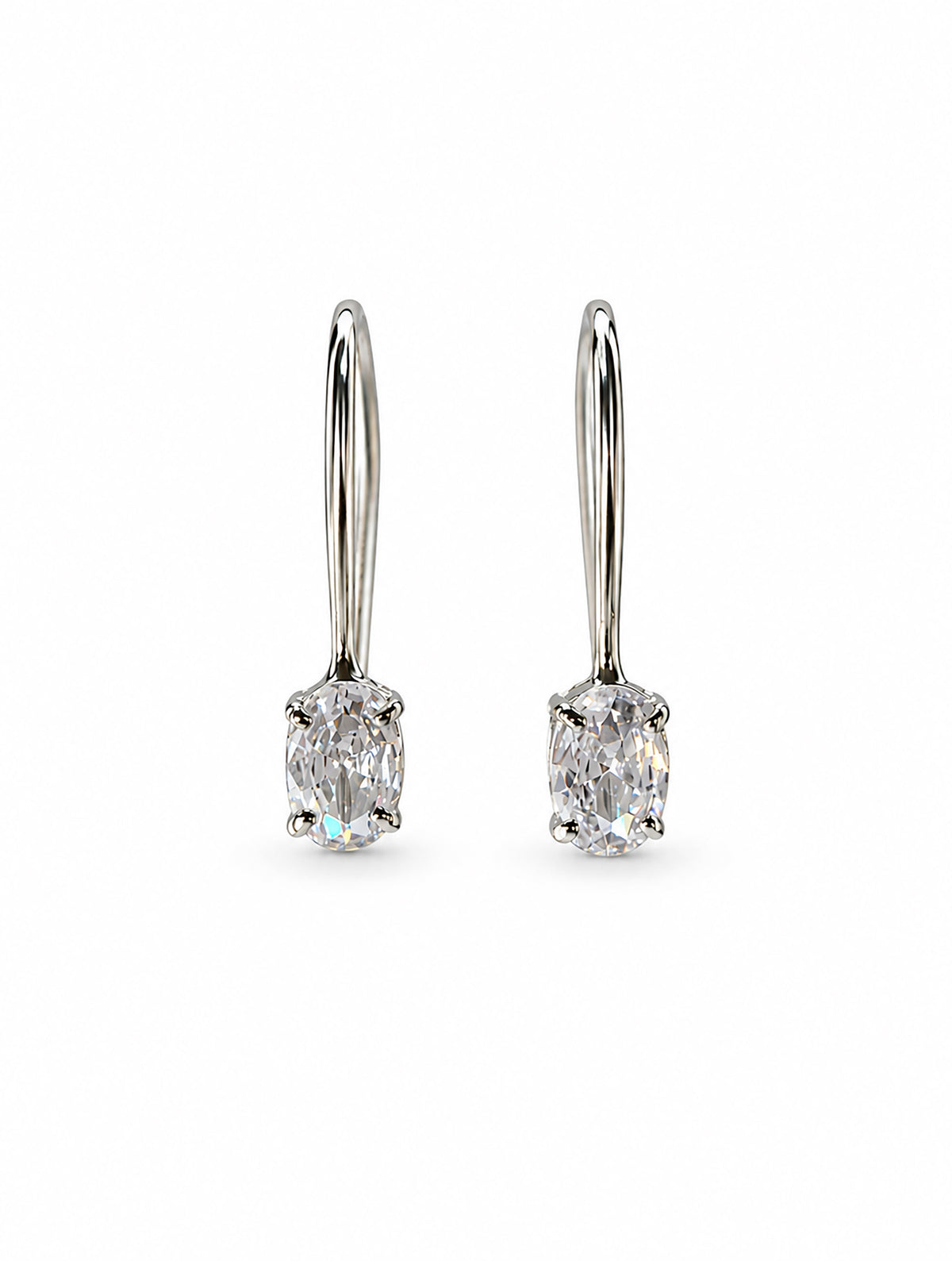 925 Sterling Silver AD Zircon White Stone Earrings