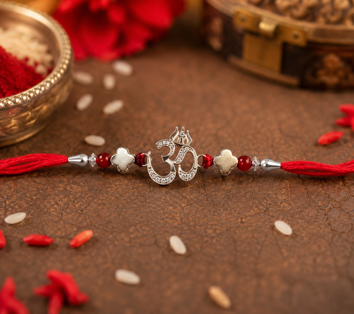 925 Silver Rhodium Plated Premium Rakhi Combo (Set of 3)