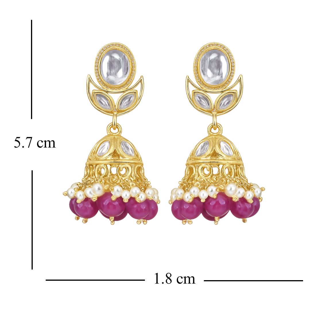 Gold Plated Kundan Jhumki Earrings