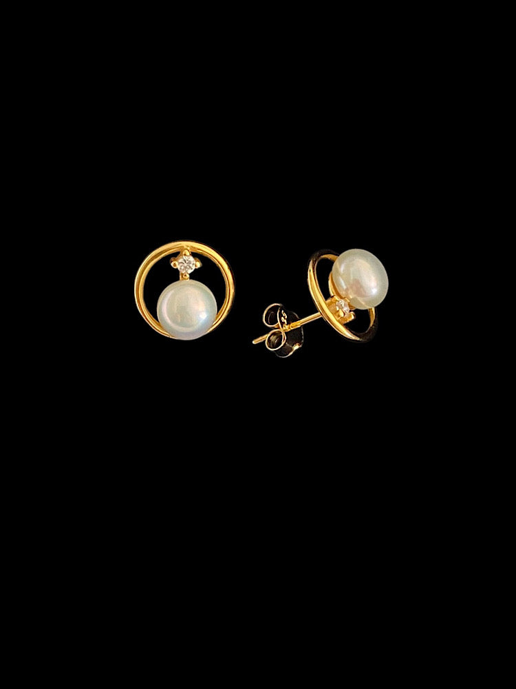 Gold Plated Pearl Sterling Silver Earrings