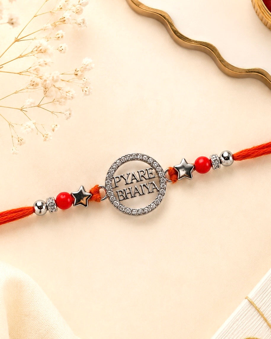 925 Silver CZ Stone Pyare Bhaiya Rakhi | House of Diana