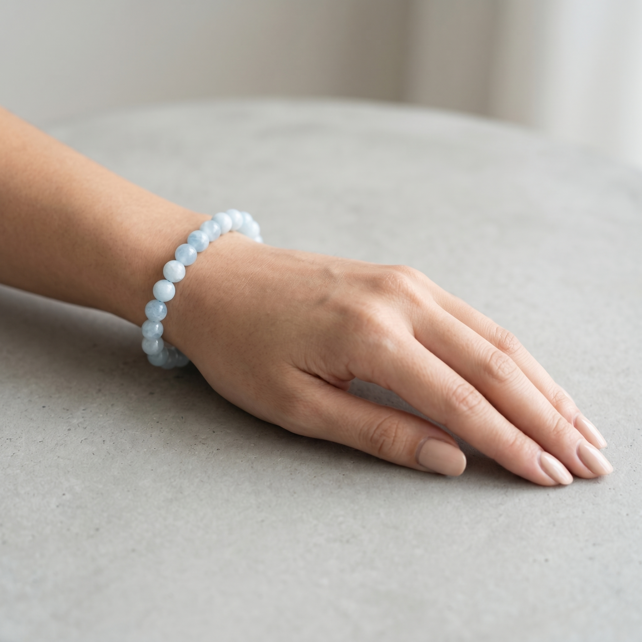 Aquamarine Crystal Bracelet 6mm