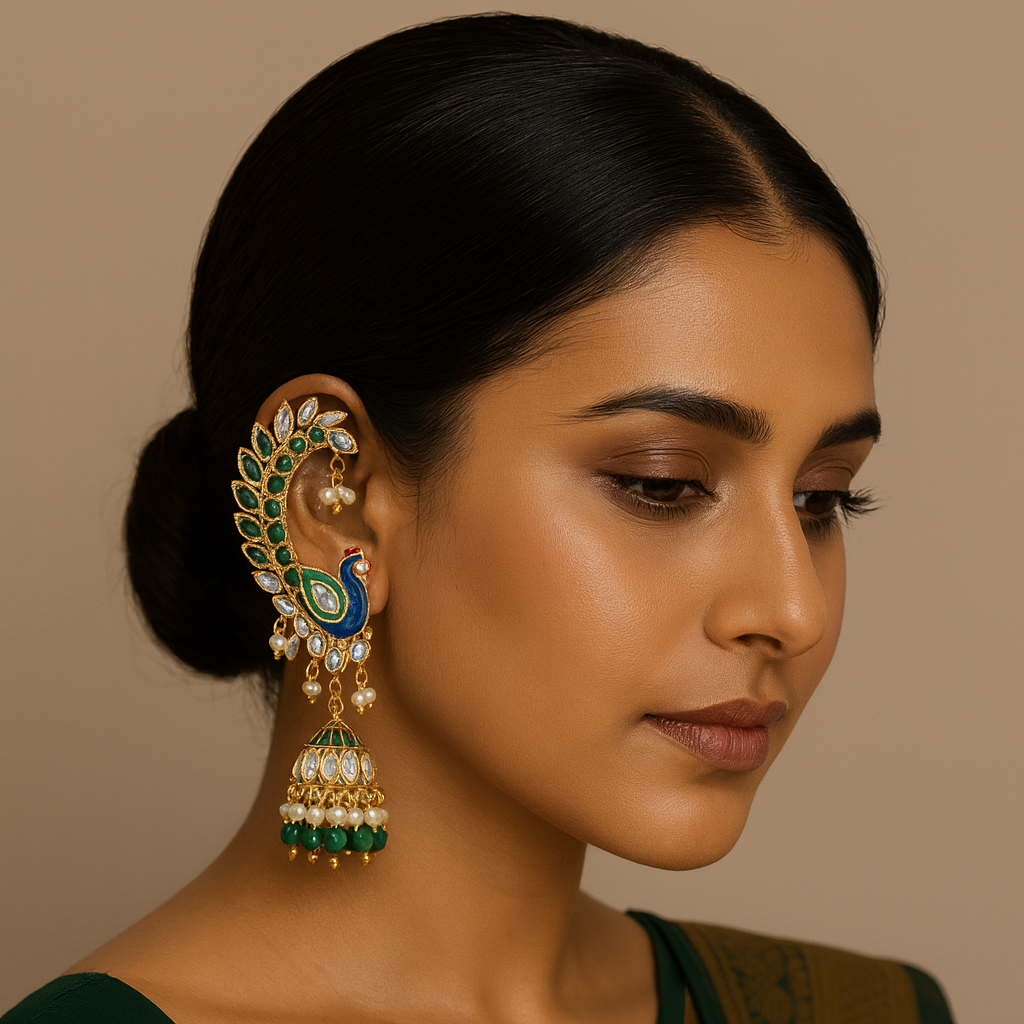 Gold Plated Peacock Earrings
