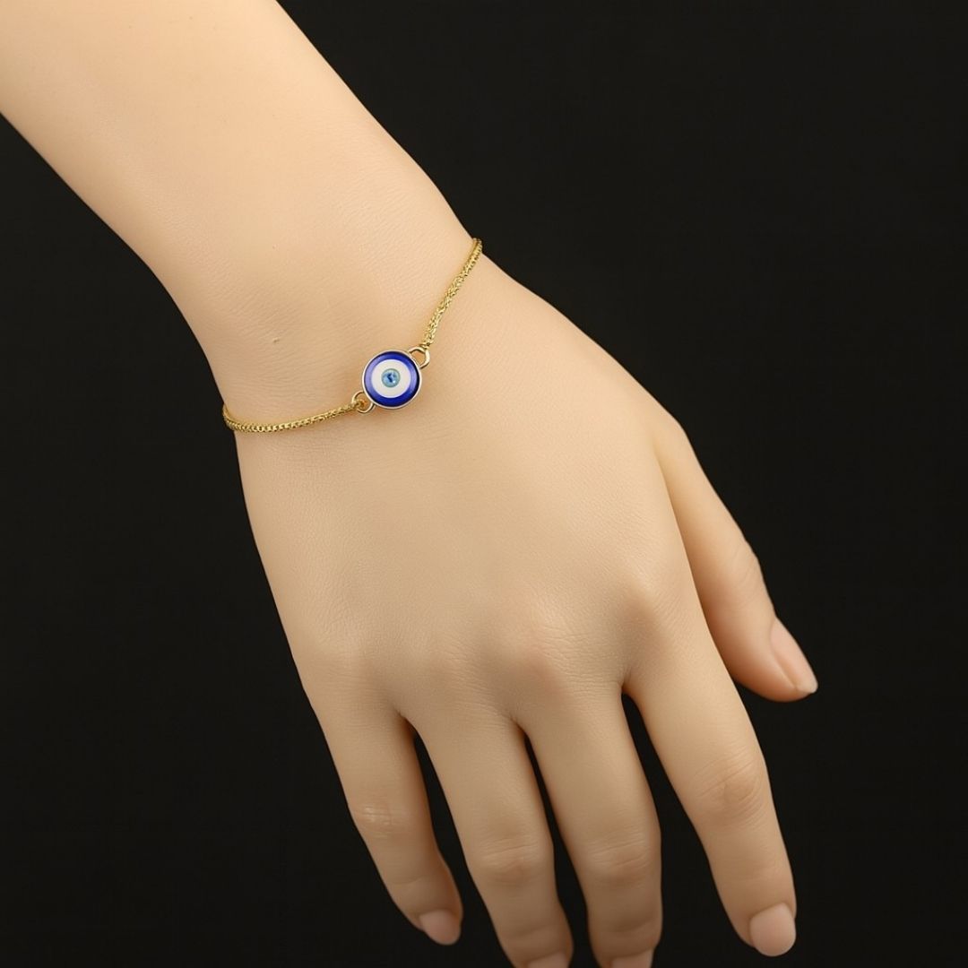 Gold-Plated Evil Eye Adjustable Bracelet