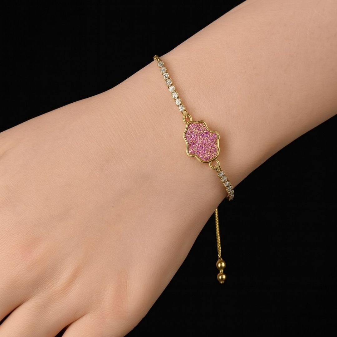 Dazzling Gold-Plated Hamsa Bracelet