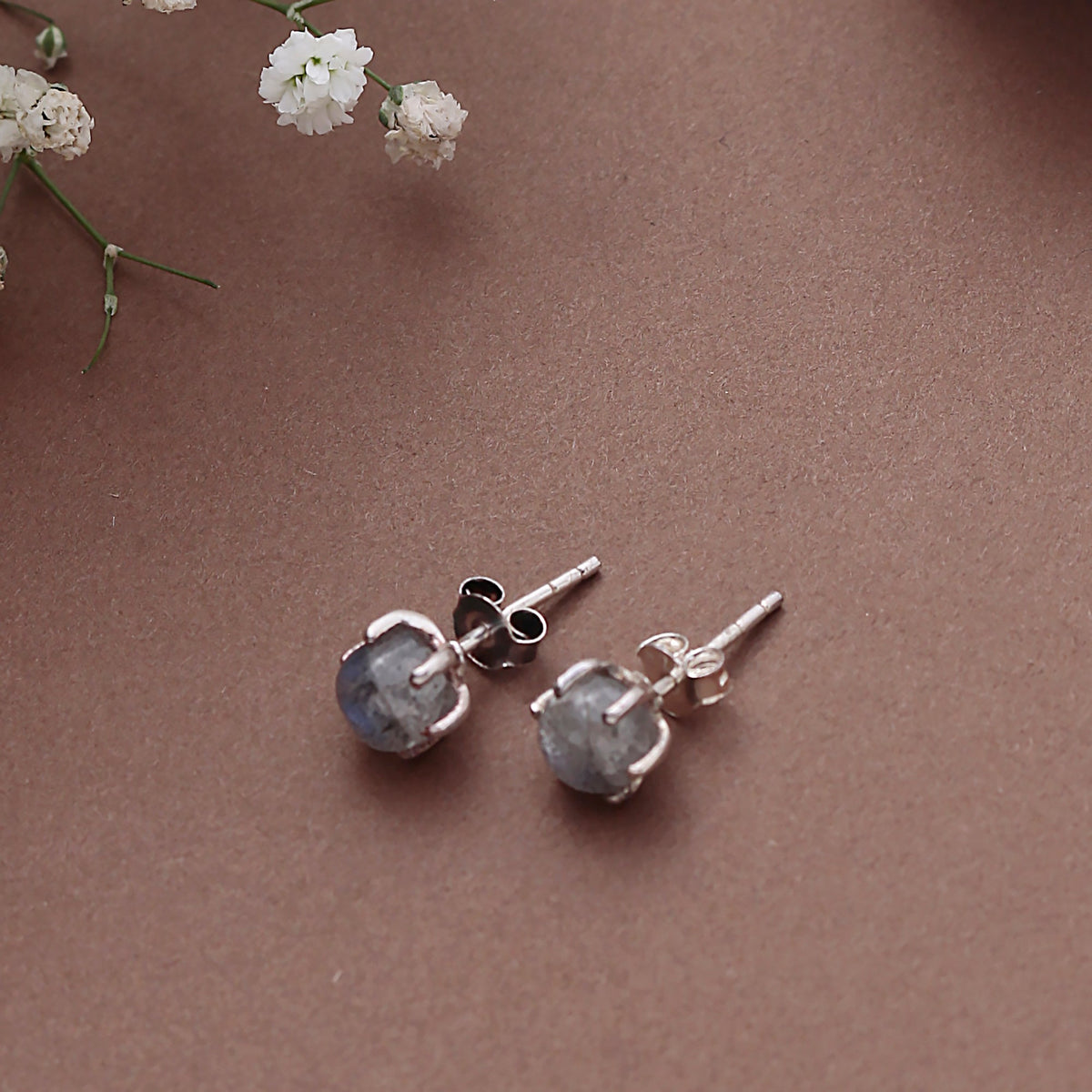 925 Sterling Silver Labradorite Eartops for Women | Blue Gemstone Jewelry | Handcrafted Designer Gift