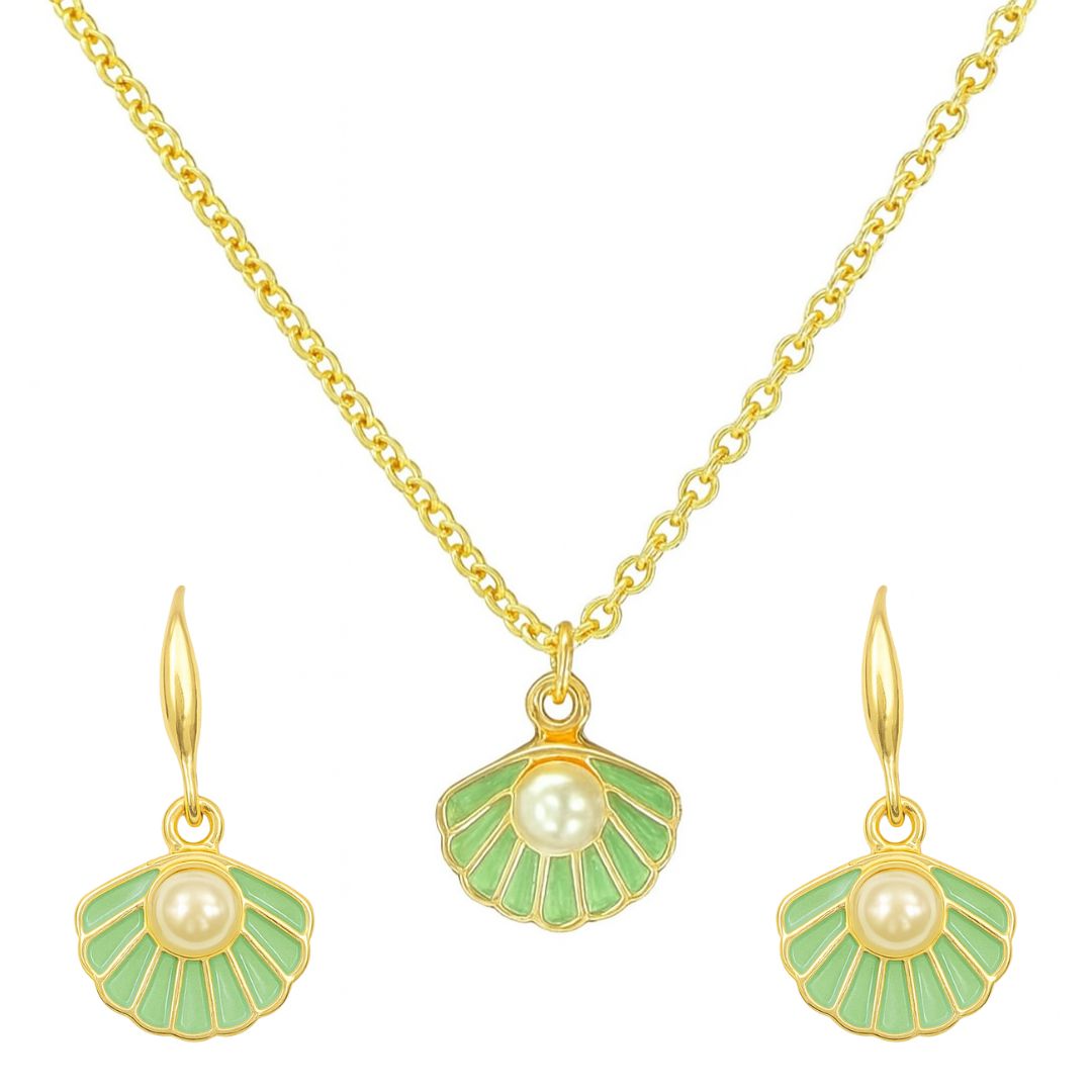 Gold-Plated Mint Pearl Pendant Set