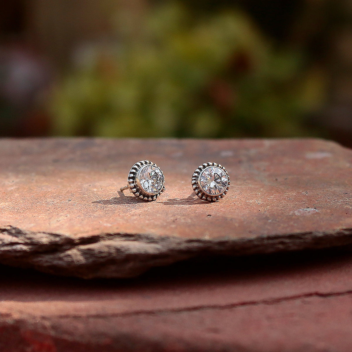925 Sterling Silver AD Zircon Eartops for Women | Authentic Silver Jewelry | Handcrafted Elegant Gift