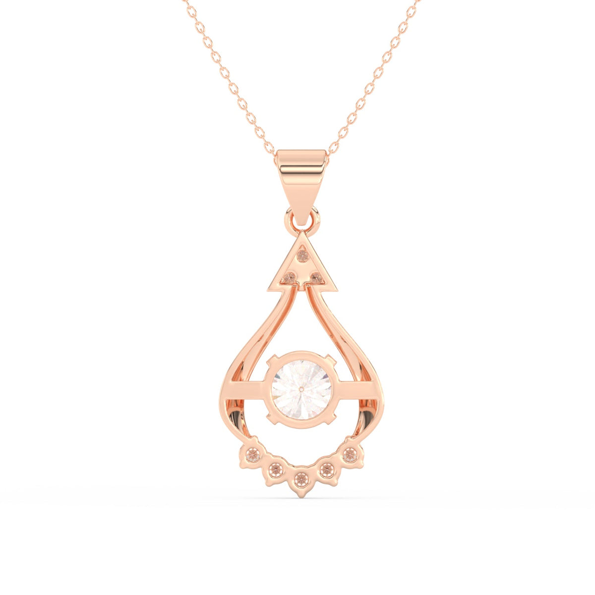 2.44Ct Round Cut Moissanite Teardrop Pendant in 14K Yellow Gold Plated