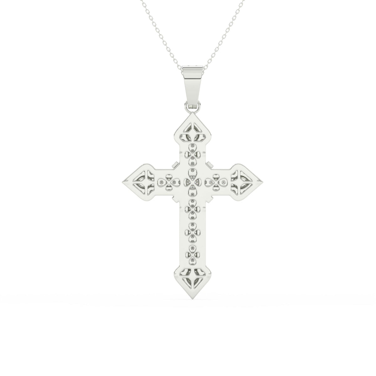 1.51Ct Round Cut Moissanite Men’s Cross Pendant in 14K White Gold