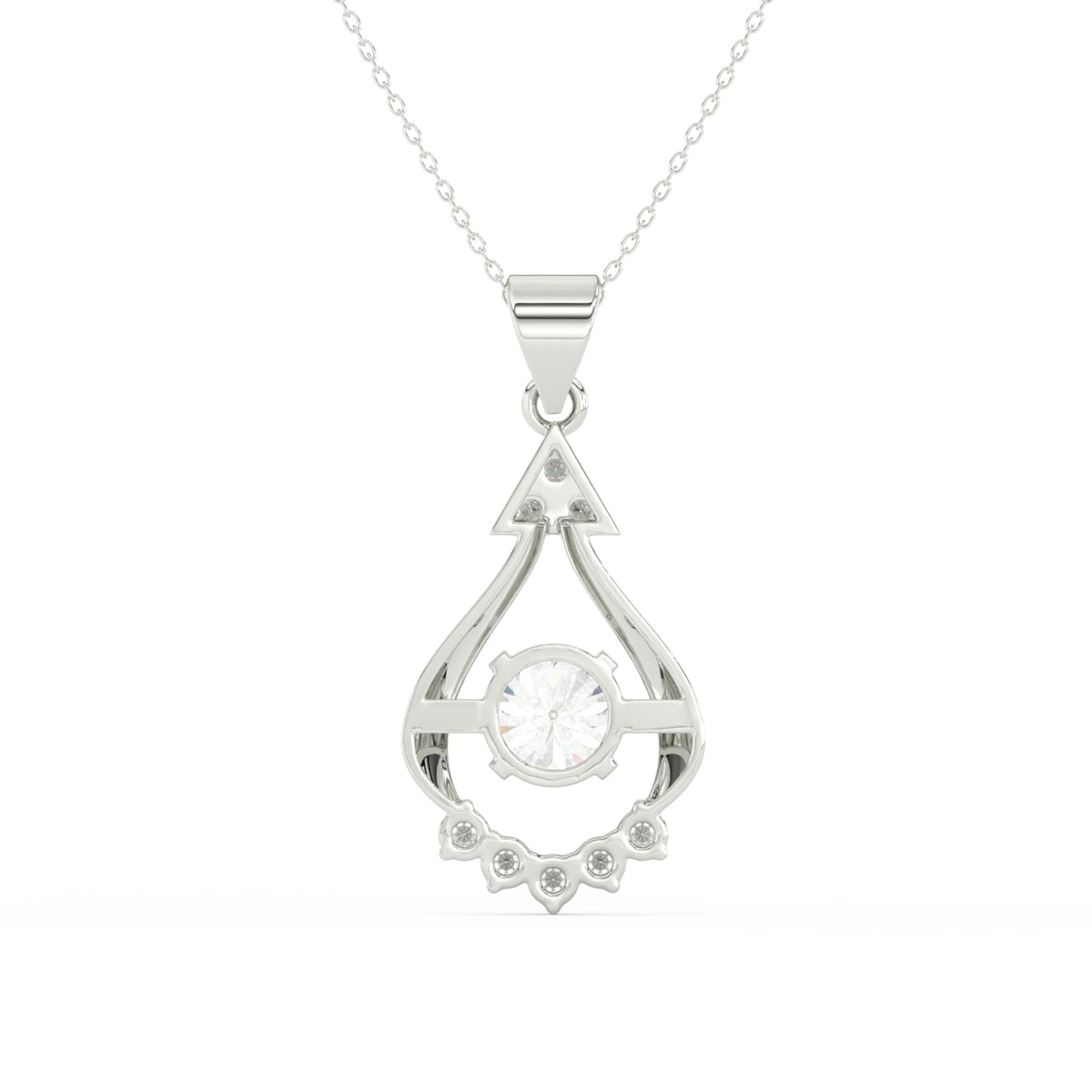 2.44Ct Round Cut Moissanite Teardrop Pendant in 14K Yellow Gold Plated