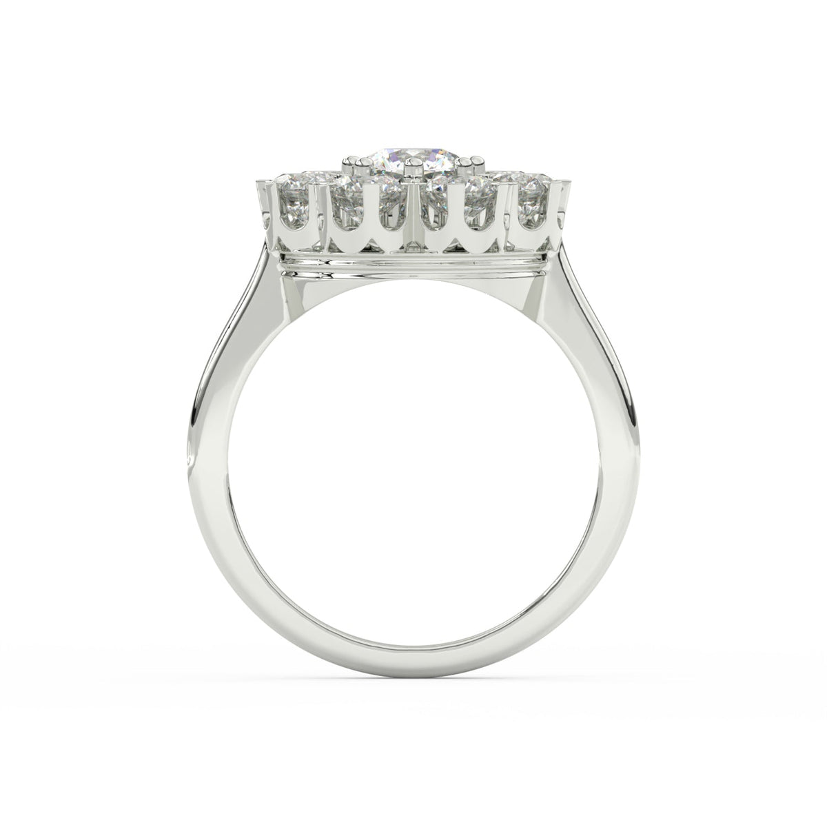 2.29Ct Round Cut Moissanite Women Cluster Engagement Ring 14K Yellow Gold Plated