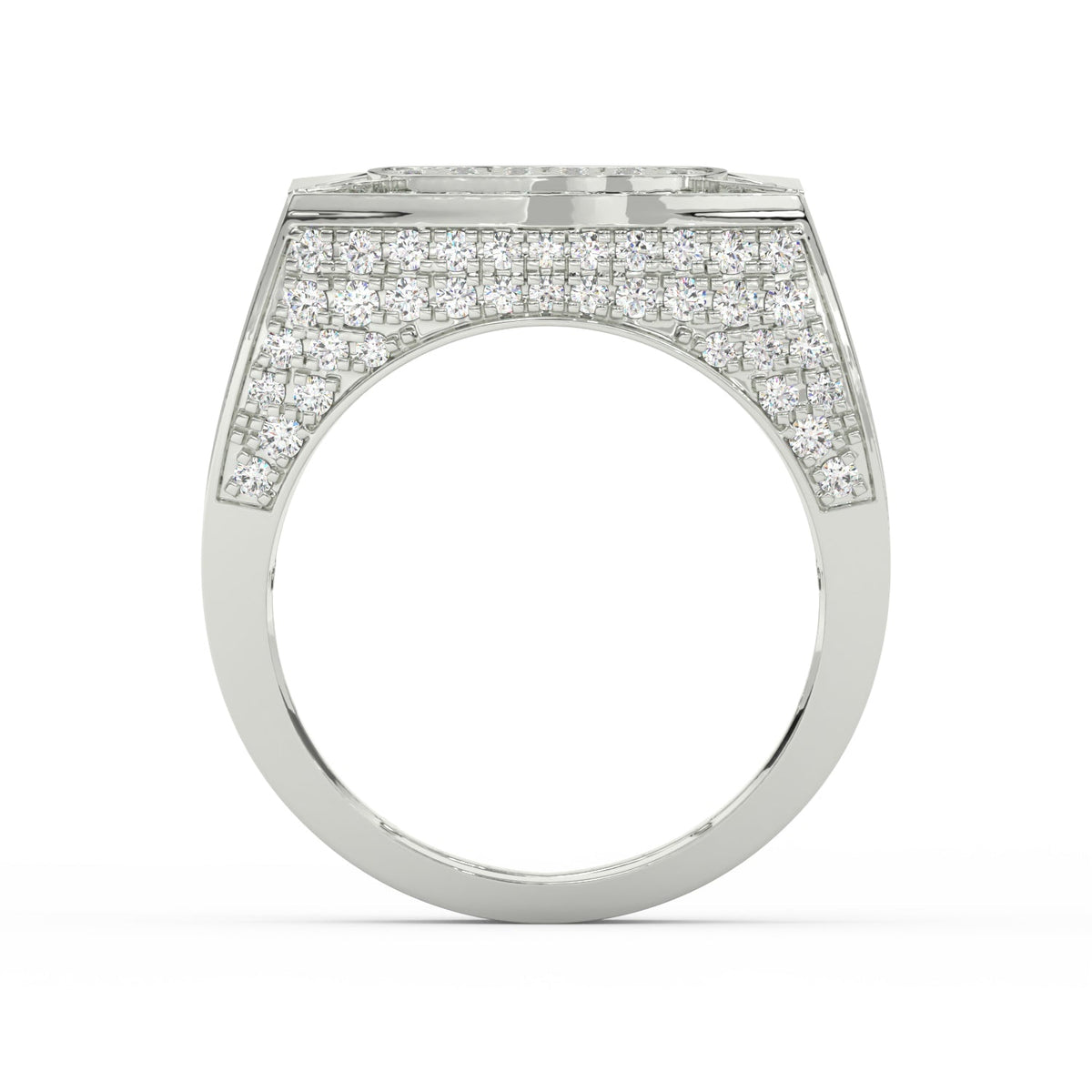 2.48Ct Round Cut Moissanite Men’s Cluster Ring 14K White Gold Plated