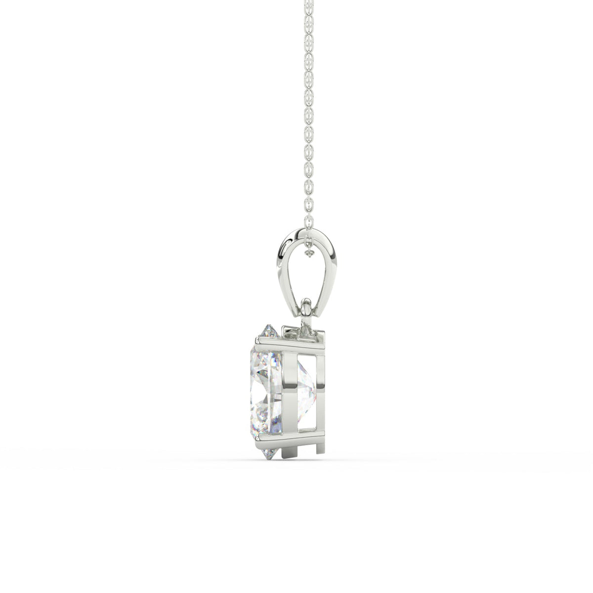 Oval Cut Moissanite Solitaire Pendant in 14K Yellow Gold Plated