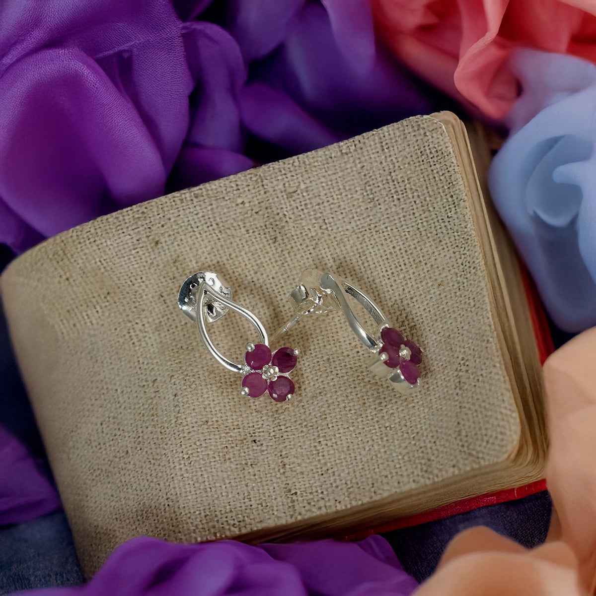 925 Sterling Silver Ruby Earrings for Women | Natural Red Gemstone Drop Earrings | Elegant Silver Jewelry Gift