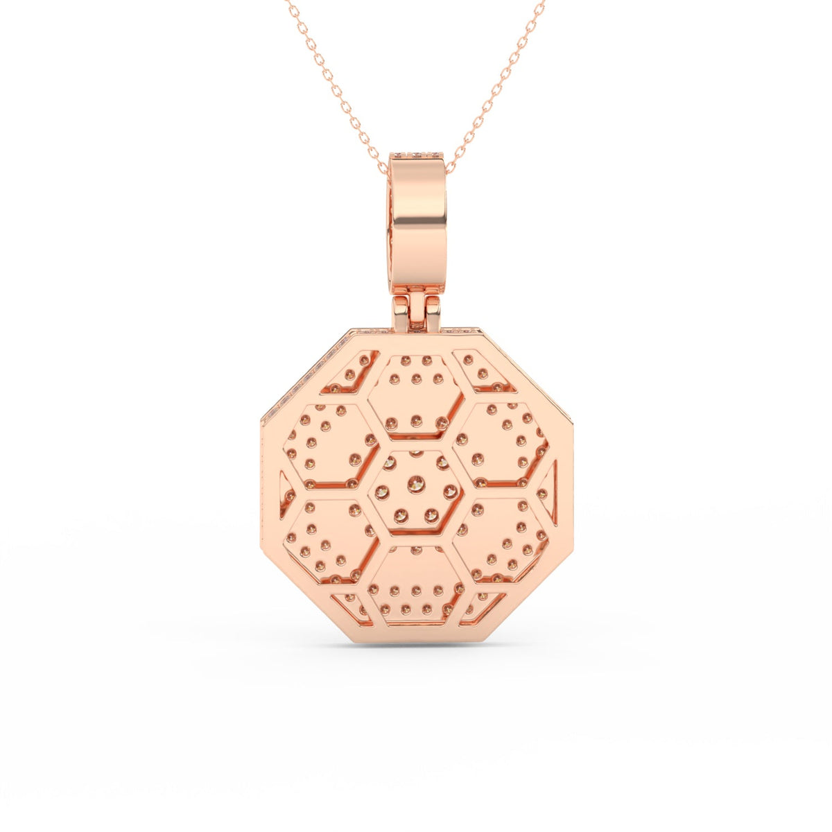 2Ct Round Cut Moissanite Hexagonal Cluster Pendant Necklace 14K Yellow Gold Plated