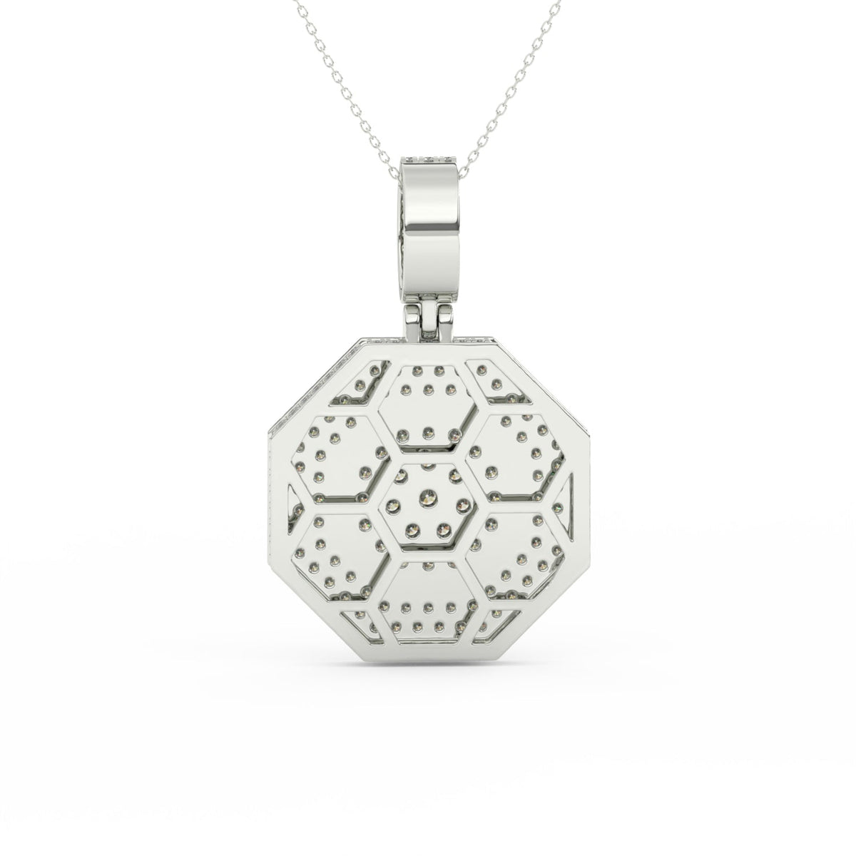 2Ct Round Cut Moissanite Hexagonal Cluster Pendant Necklace 14K Yellow Gold Plated