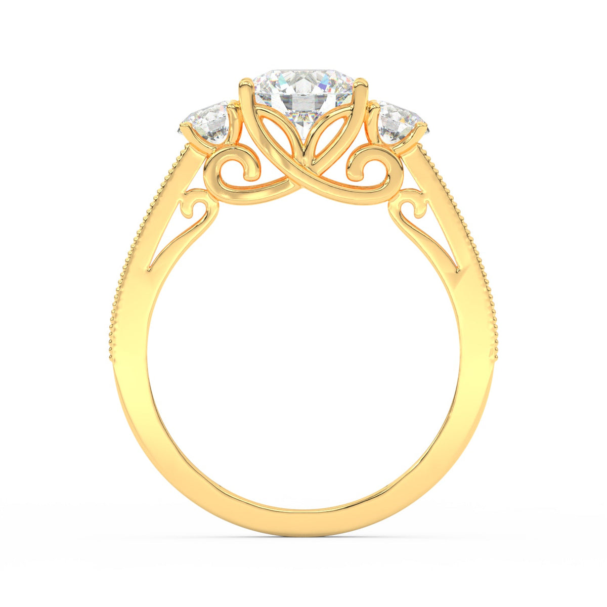 1.95Ct Round Cut Moissanite Women Engagement Wedding Ring 14K Yellow Gold Plated