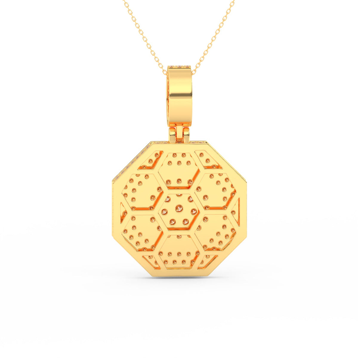 2Ct Round Cut Moissanite Hexagonal Cluster Pendant Necklace 14K Yellow Gold Plated