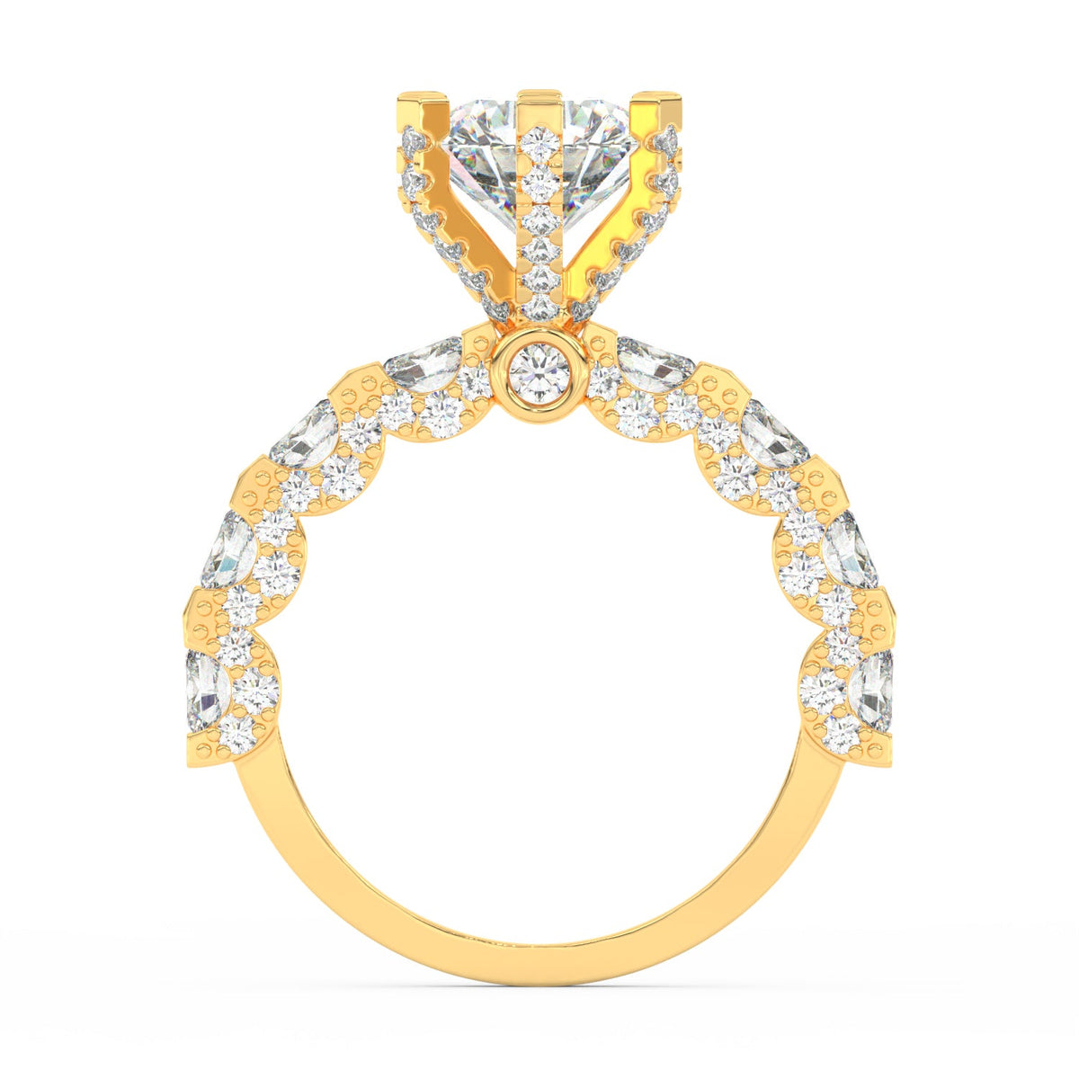 4Ct Round Cut Moissanite Women's Wedding Engagement Ring 14K Yellow Gold Plated