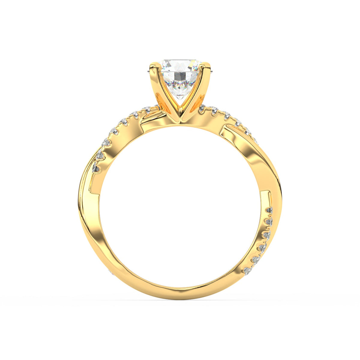 1.50Ct Round Cut Moissanite Twist Solitaire Engagement Ring 14K Yellow Gold Plated