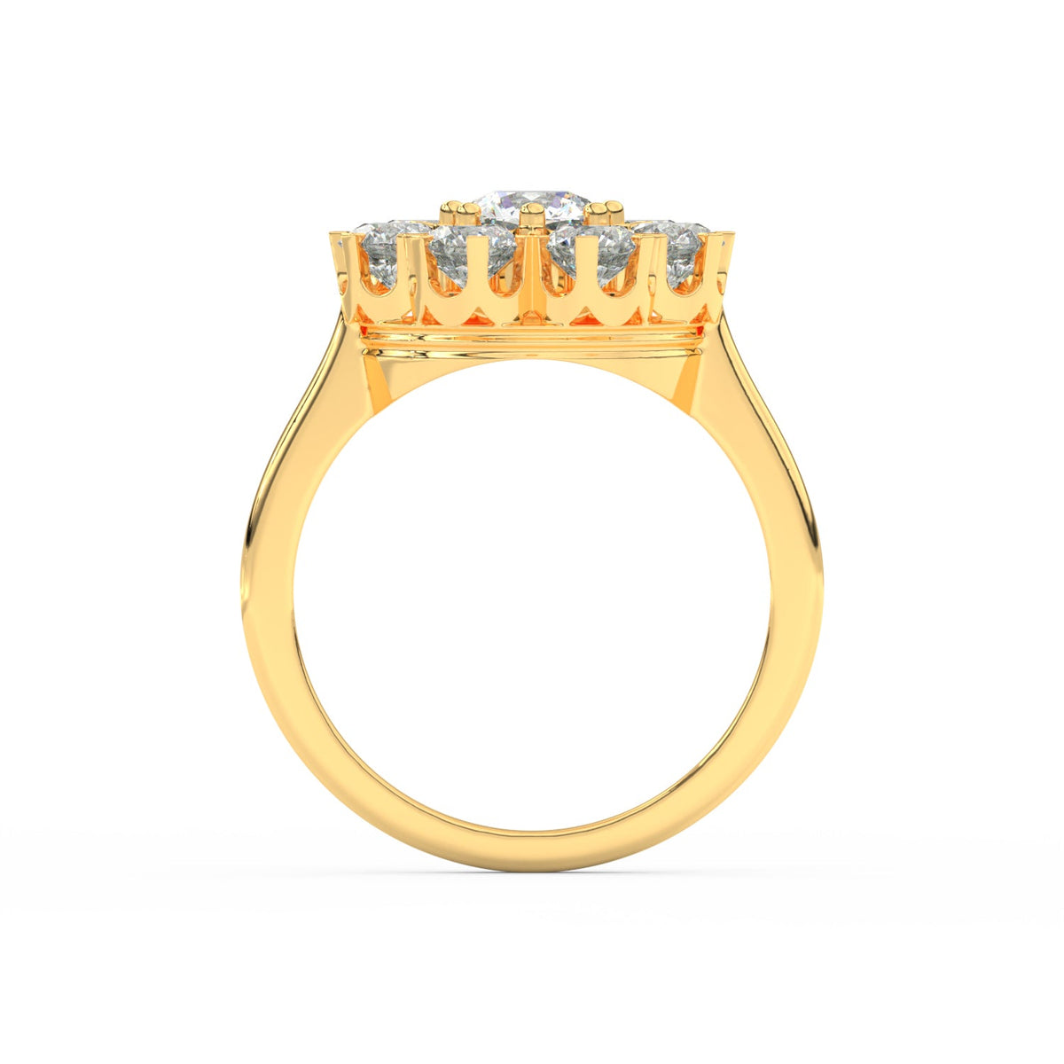 2.29Ct Round Cut Moissanite Women Cluster Engagement Ring 14K Yellow Gold Plated