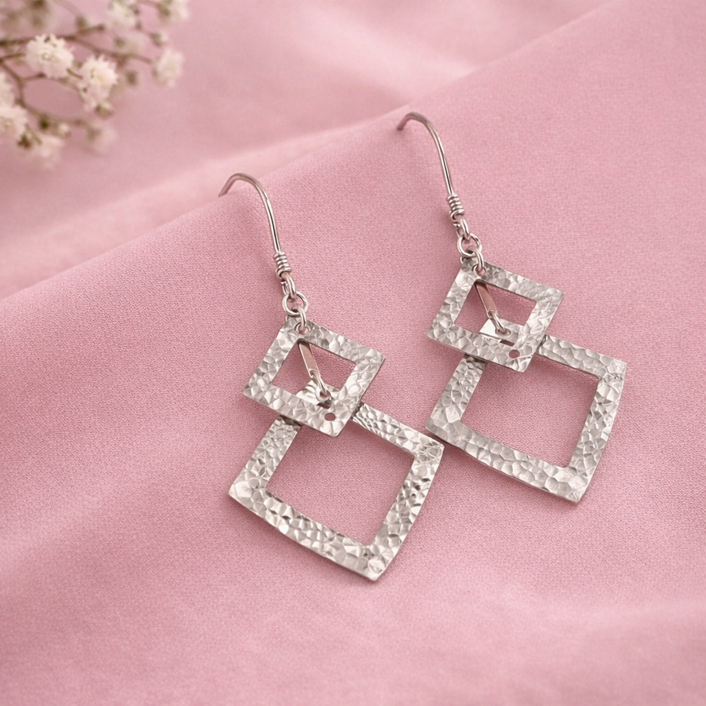 Trendy Geometric Double Square Dangle Earrings