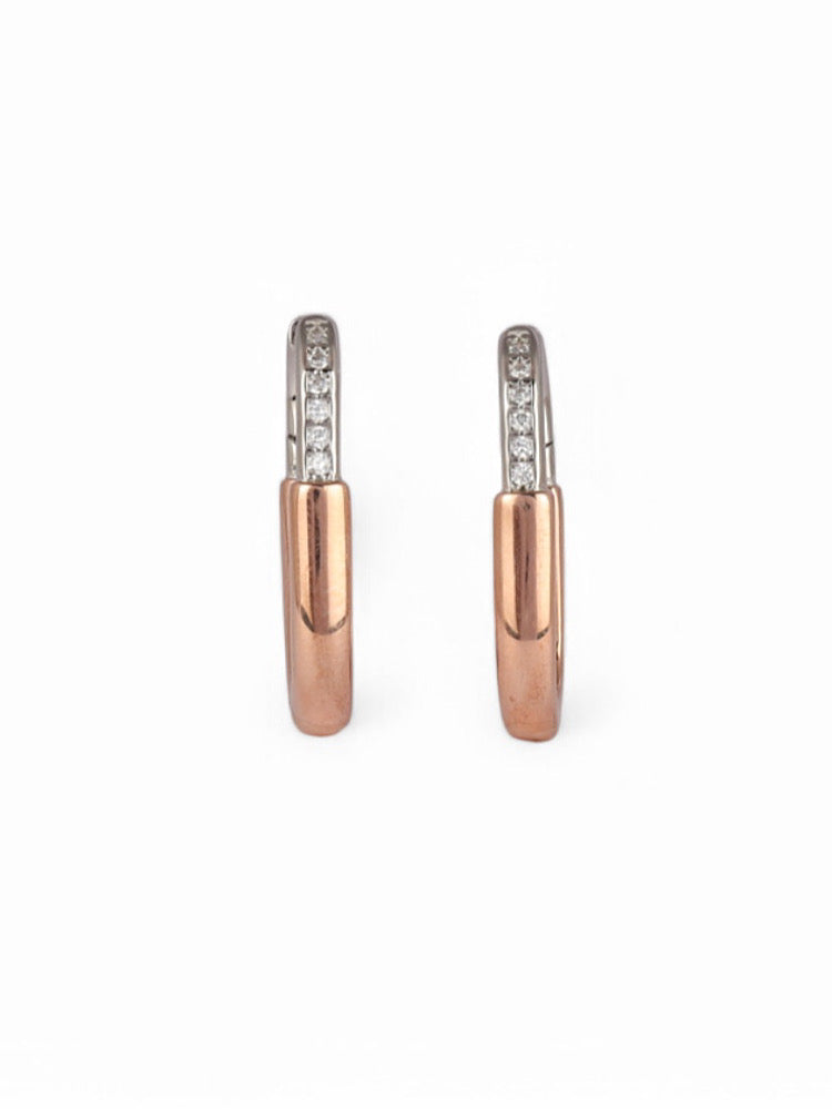 Dual Tone Sterling Silver Hoops Earrings