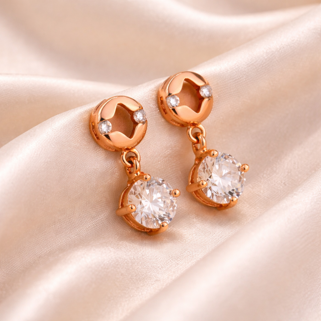 Classic Rose Gold Classic Stone Dangle Earrings